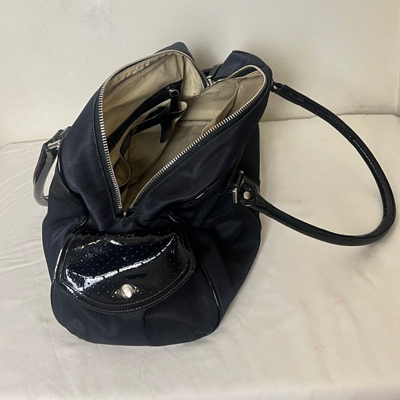 Cole Haan Canavas Patent Leather double handle Shoulder Handbag Black. - Picture 4 of 16